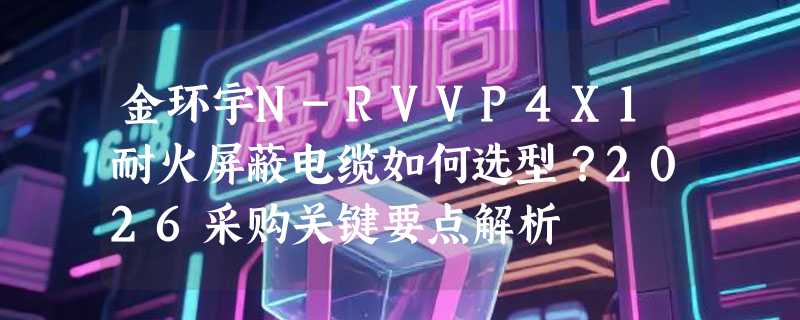 金环宇N-RVVP4X1耐火屏蔽电缆如何选型？2026采购关键要点解析