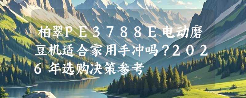 柏翠PE3788E电动磨豆机适合家用手冲吗？2026年选购决策参考