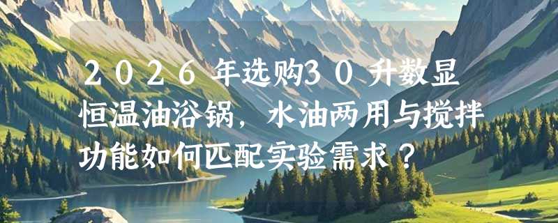 2026年选购30升数显恒温油浴锅，水油两用与搅拌功能如何匹配实验需求？