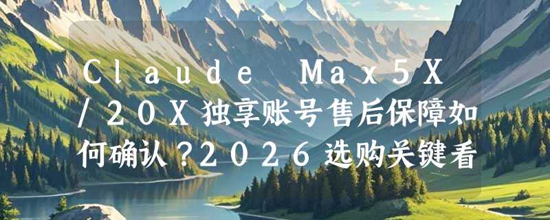 Claude Max5X/20X独享账号售后保障如何确认？2026选购关键看这几点