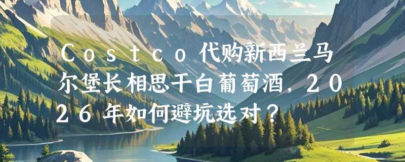Costco代购新西兰马尔堡长相思干白葡萄酒，2026年如何避坑选对？