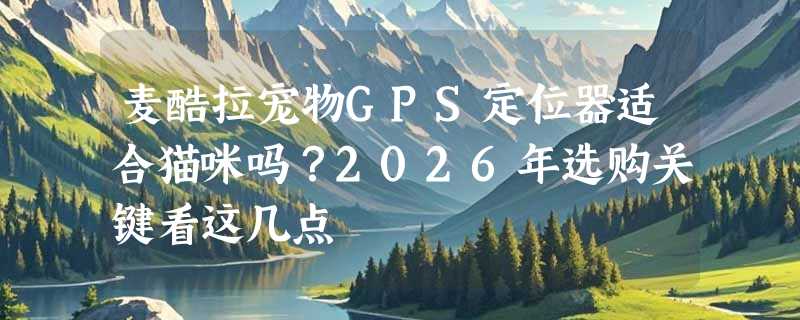 麦酷拉宠物GPS定位器适合猫咪吗？2026年选购关键看这几点