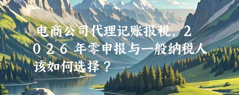 电商公司代理记账报税，2026年零申报与一般纳税人该如何选择？