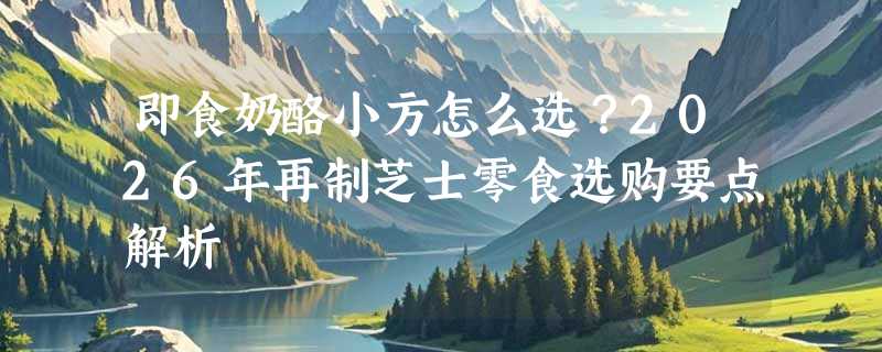 即食奶酪小方怎么选？2026年再制芝士零食选购要点解析