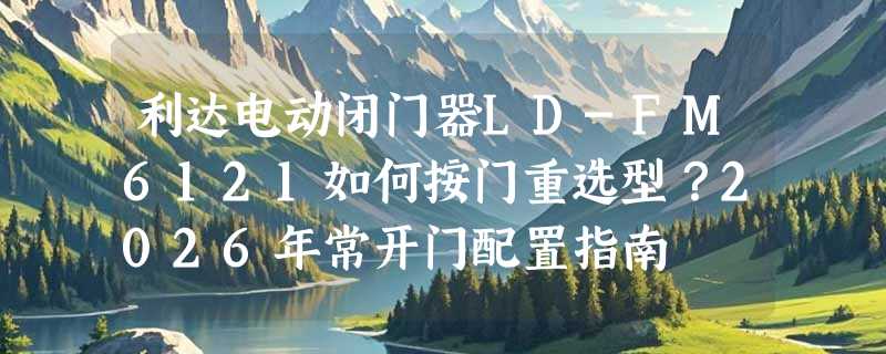 利达电动闭门器LD-FM6121如何按门重选型？2026年常开门配置指南