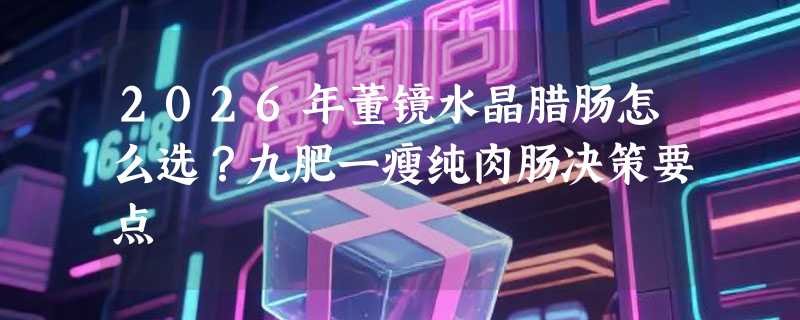 2026年董镜水晶腊肠怎么选？九肥一瘦纯肉肠决策要点