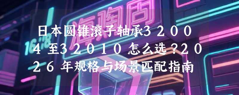 日本圆锥滚子轴承32004至32010怎么选？2026年规格与场景匹配指南