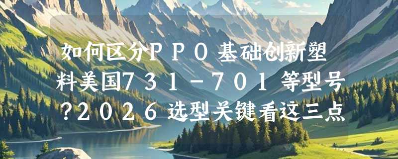 如何区分PPO基础创新塑料美国731-701等型号？2026选型关键看这三点