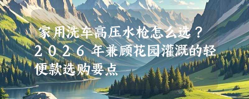 家用洗车高压水枪怎么选？2026年兼顾花园灌溉的轻便款选购要点
