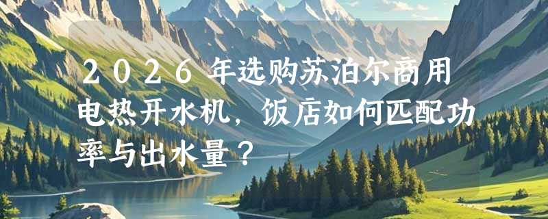 2026年选购苏泊尔商用电热开水机，饭店如何匹配功率与出水量？