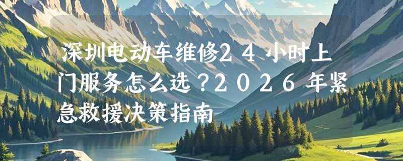 深圳电动车维修24小时上门服务怎么选？2026年紧急救援决策指南