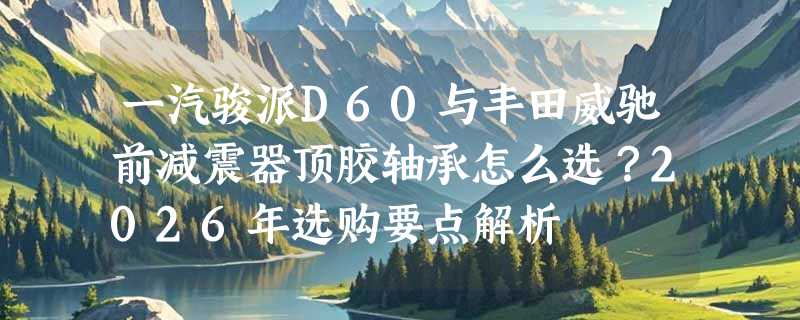 一汽骏派D60与丰田威驰前减震器顶胶轴承怎么选？2026年选购要点解析