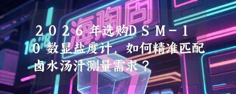 2026年选购DSM-10数显盐度计，如何精准匹配卤水汤汁测量需求？