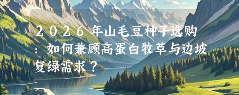2026年山毛豆种子选购：如何兼顾高蛋白牧草与边坡复绿需求？