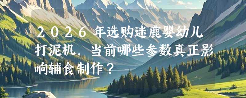 2026年选购迷鹿婴幼儿打泥机，当前哪些参数真正影响辅食制作？