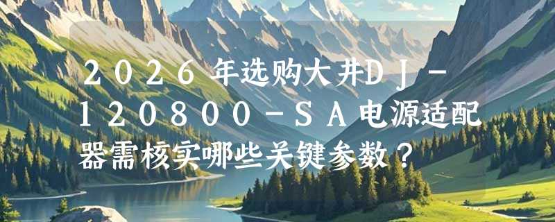 2026年选购大井DJ-120800-SA电源适配器需核实哪些关键参数？