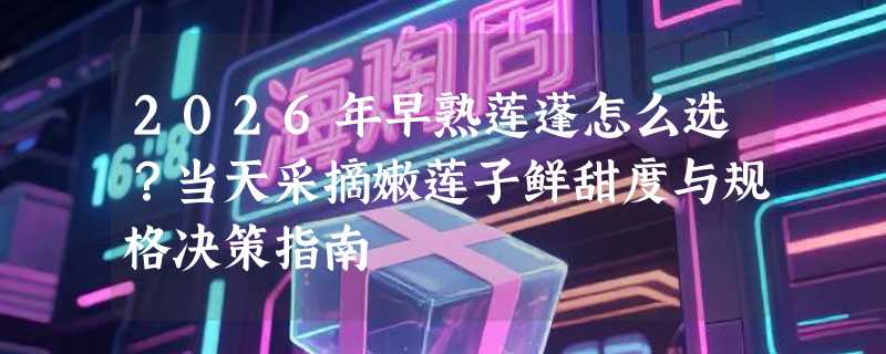 2026年早熟莲蓬怎么选？当天采摘嫩莲子鲜甜度与规格决策指南