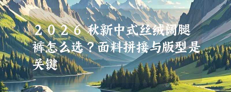 2026秋新中式丝绒阔腿裤怎么选？面料拼接与版型是关键