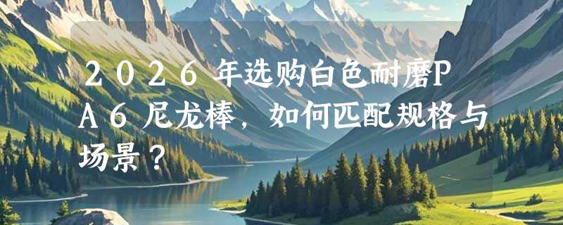 2026年选购白色耐磨PA6尼龙棒，如何匹配规格与场景？