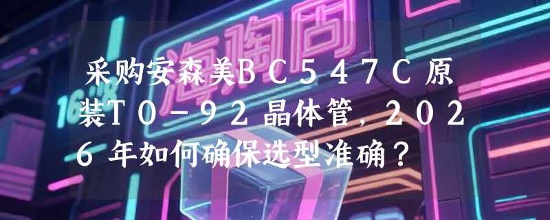 采购安森美BC547C原装TO-92晶体管，2026年如何确保选型准确？