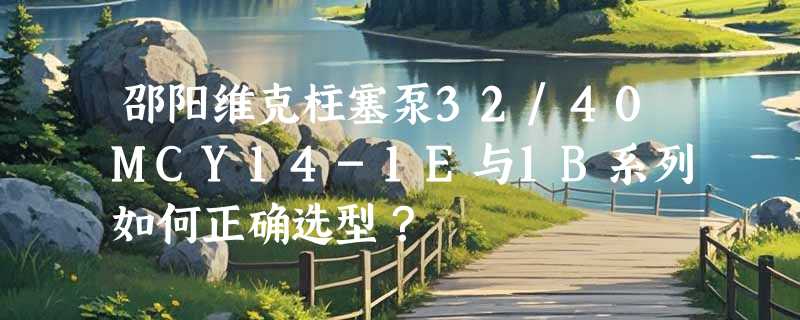 邵阳维克柱塞泵32/40MCY14-1E与1B系列如何正确选型？