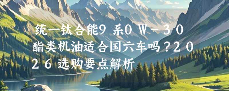 统一钛合能9系0W-30酯类机油适合国六车吗？2026选购要点解析