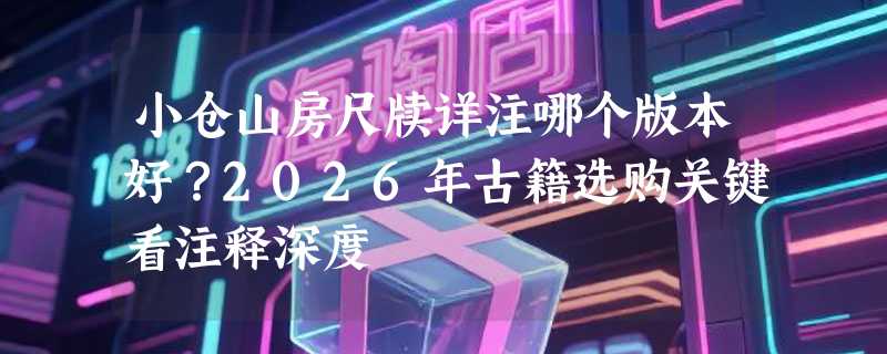 小仓山房尺牍详注哪个版本好？2026年古籍选购关键看注释深度