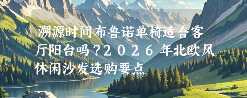 溯源时间布鲁诺单椅适合客厅阳台吗？2026年北欧风休闲沙发选购要点