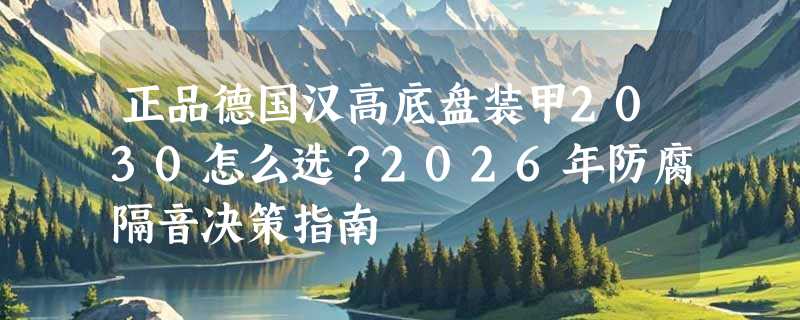 正品德国汉高底盘装甲2030怎么选？2026年防腐隔音决策指南