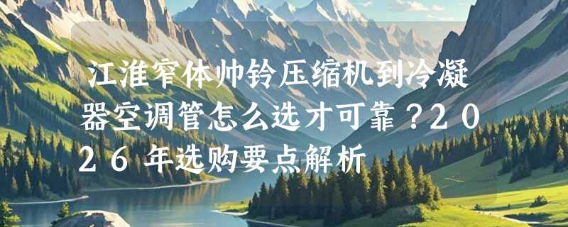 江淮窄体帅铃压缩机到冷凝器空调管怎么选才可靠？2026年选购要点解析