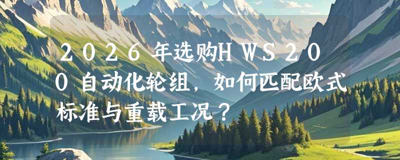2026年选购HWS200自动化轮组，如何匹配欧式标准与重载工况？