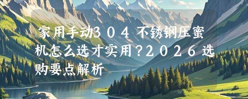 家用手动304不锈钢压蜜机怎么选才实用？2026选购要点解析