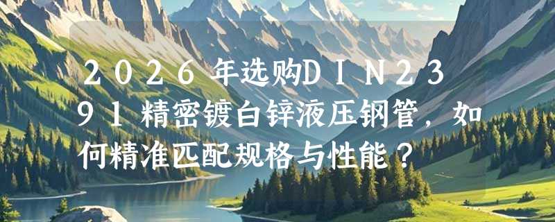 2026年选购DIN2391精密镀白锌液压钢管，如何精准匹配规格与性能？
