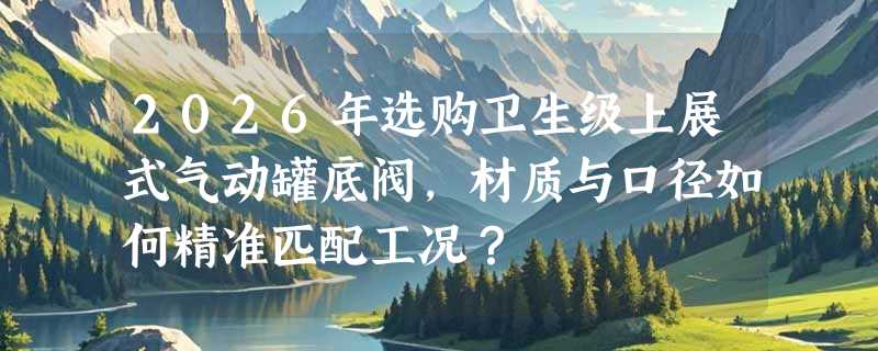 2026年选购卫生级上展式气动罐底阀，材质与口径如何精准匹配工况？