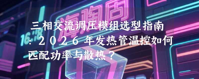 三相交流调压模组选型指南：2026年发热管温控如何匹配功率与散热？