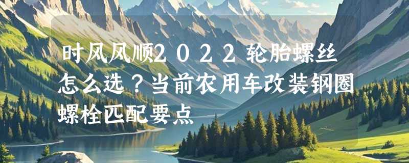 时风风顺2022轮胎螺丝怎么选？当前农用车改装钢圈螺栓匹配要点