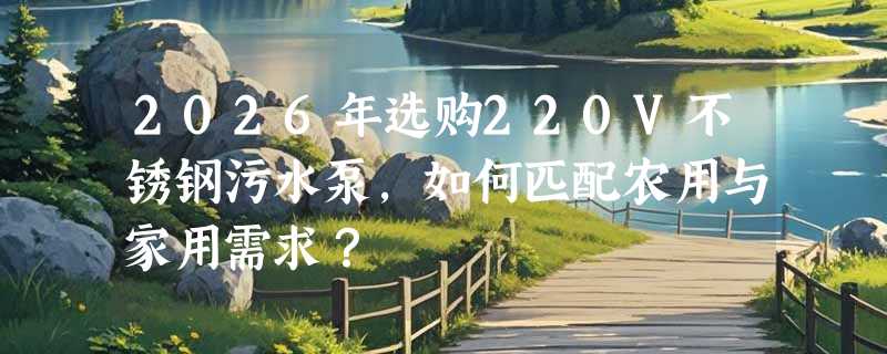 2026年选购220V不锈钢污水泵，如何匹配农用与家用需求？