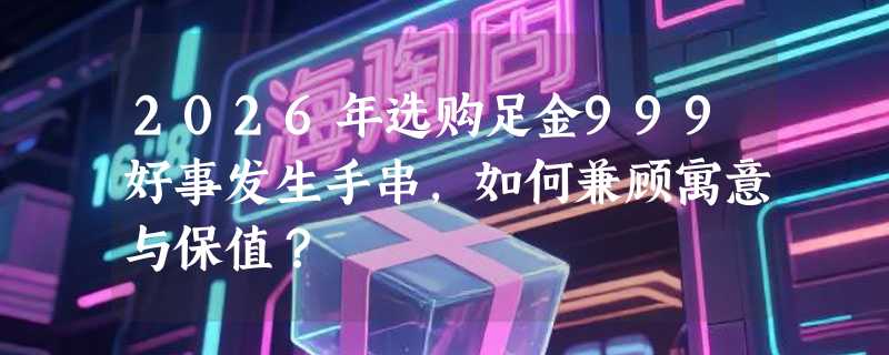 2026年选购足金999好事发生手串，如何兼顾寓意与保值？