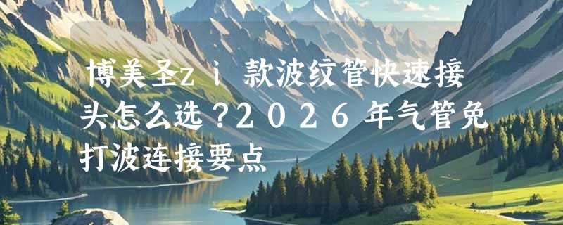博美圣zi款波纹管快速接头怎么选？2026年气管免打波连接要点