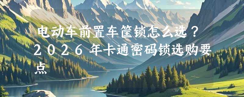 电动车前置车筐锁怎么选？2026年卡通密码锁选购要点
