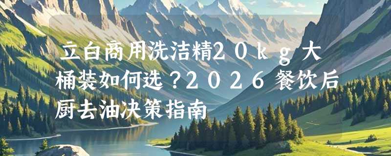 立白商用洗洁精20kg大桶装如何选？2026餐饮后厨去油决策指南
