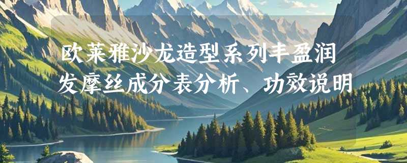 欧莱雅沙龙造型系列丰盈润发摩丝成分表分析、功效说明