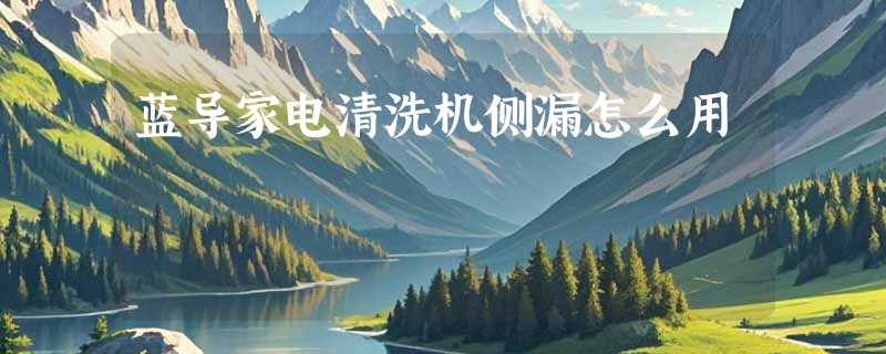 蓝导家电清洗机侧漏怎么用