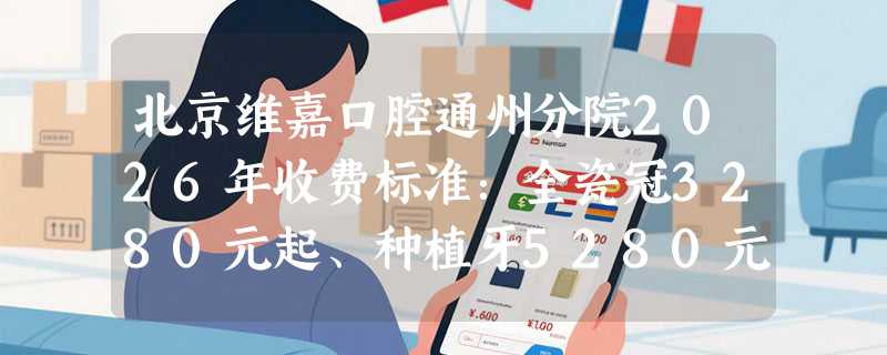 北京维嘉口腔通州分院2026年收费标准：全瓷冠3280元起、种植牙5280元起、隐形矫正16800元