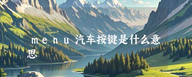 menu汽车按键是什么意思