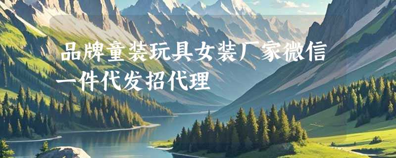 品牌童装玩具女装厂家微信一件代发招代理
