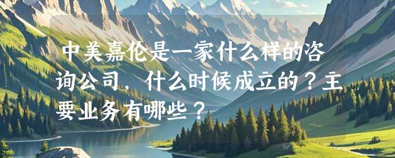 中美嘉伦是一家什么样的咨询公司，什么时候成立的？主要业务有哪些？