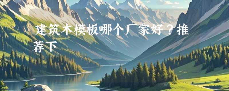 建筑木模板哪个厂家好？推荐下