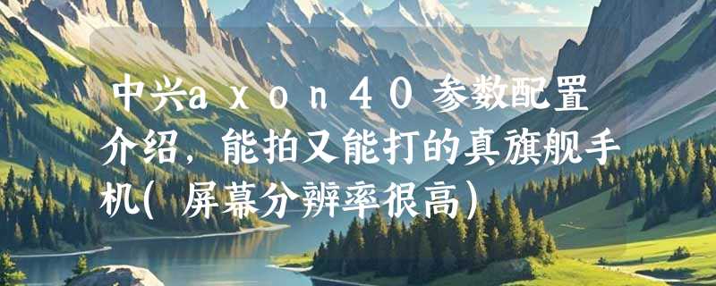 中兴axon40参数配置介绍，能拍又能打的真旗舰手机(屏幕分辨率很高)