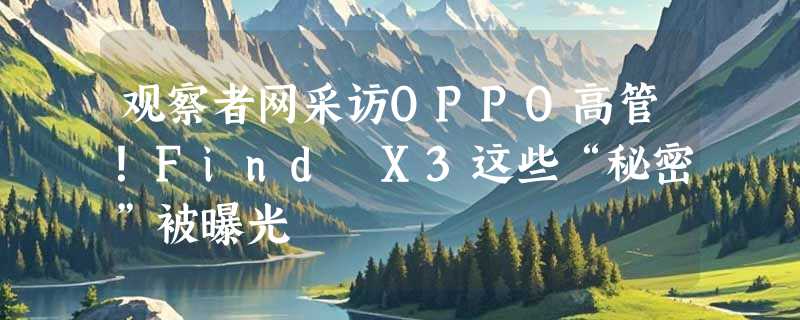 观察者网采访OPPO高管！Find X3这些“秘密”被曝光